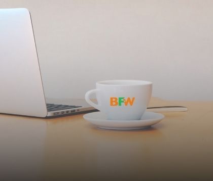 BFW imprinted on a tea cup