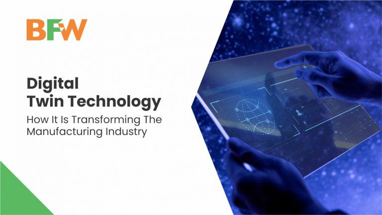 Digital Twin Technology. A hand holding and operating a tablet with a tiny blue lights surrounding it