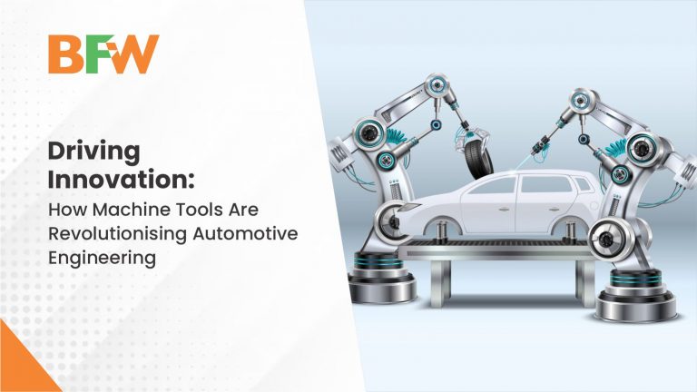 An animated side view of two machine tools robot building a car